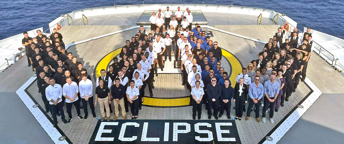 Scenic staff members on deck