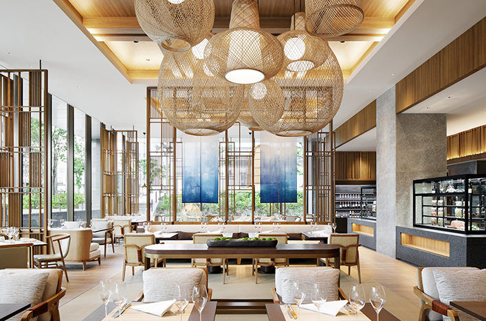 Restaurant area inside Silk Road Dining at JW Marriott, Nara, Japan 