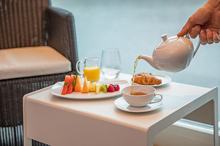 Tea and coffee served in suite 