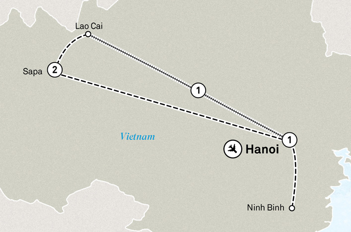 Map of journey from Hanoi to Sapa