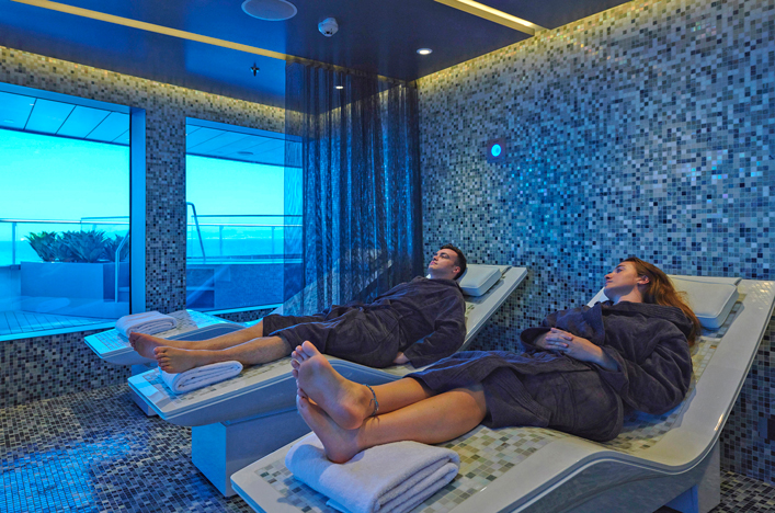 Couple relaxing at Spa on board super yacht