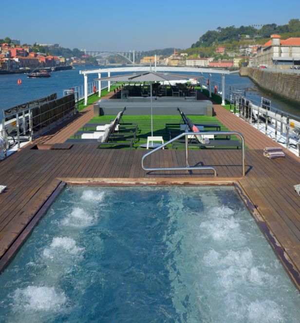 Vitality pool and sun deck aboard Scenic Azure on the Douro River
