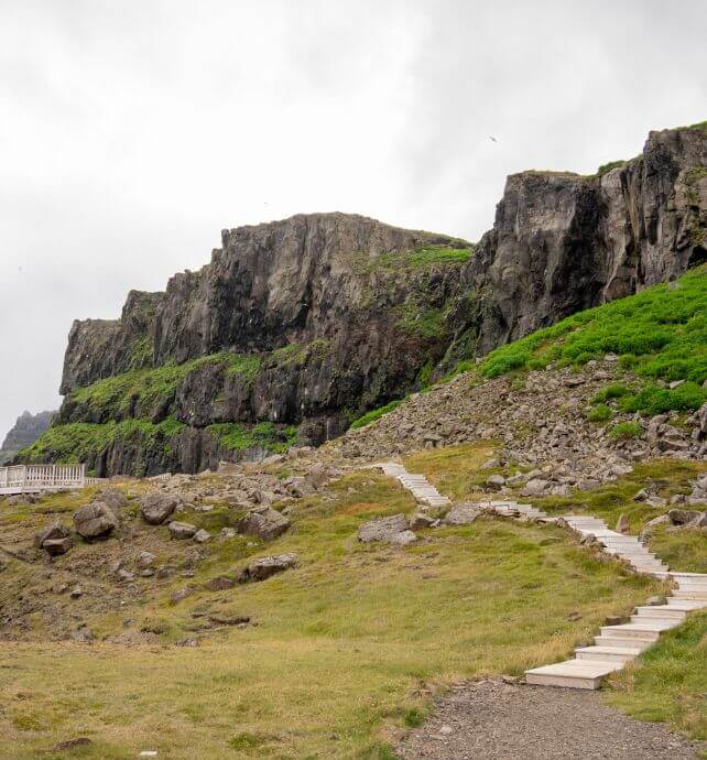 Cliffside trail in Seyðisfjörður, Iceland