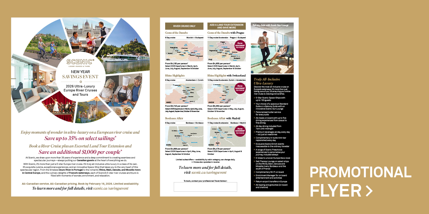 2026 Europe River Cruising New Year Savings flyer banner