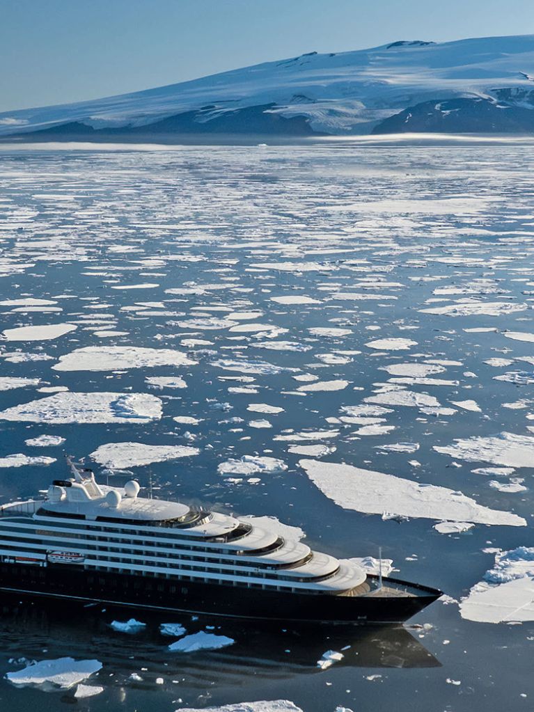 Scenic Eclipse cruising Ross Island, East Antarctica