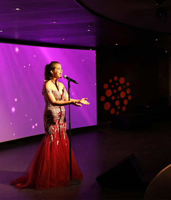 Female singer at the theatre on the Scenic Eclipse